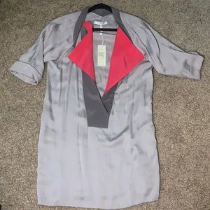 Grey color block dress with pockets